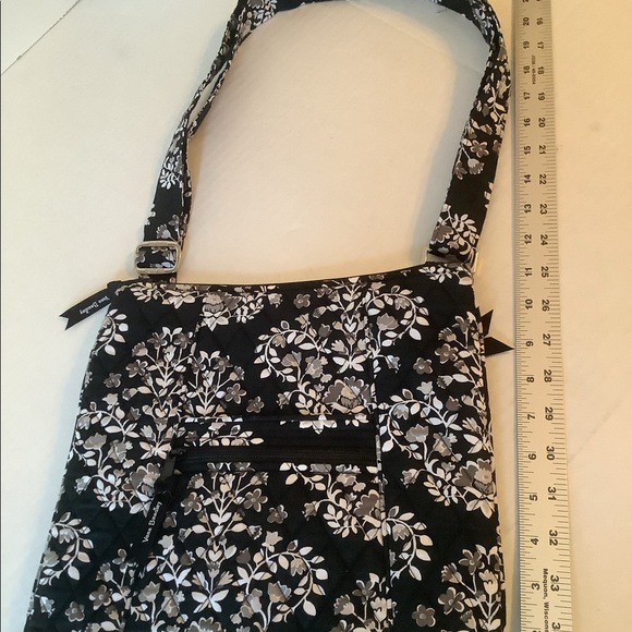 Vera Bradley Crossbody Shoulder Bag With Coin Pouch Black/White/Grey Floral - Picture 13 of 13